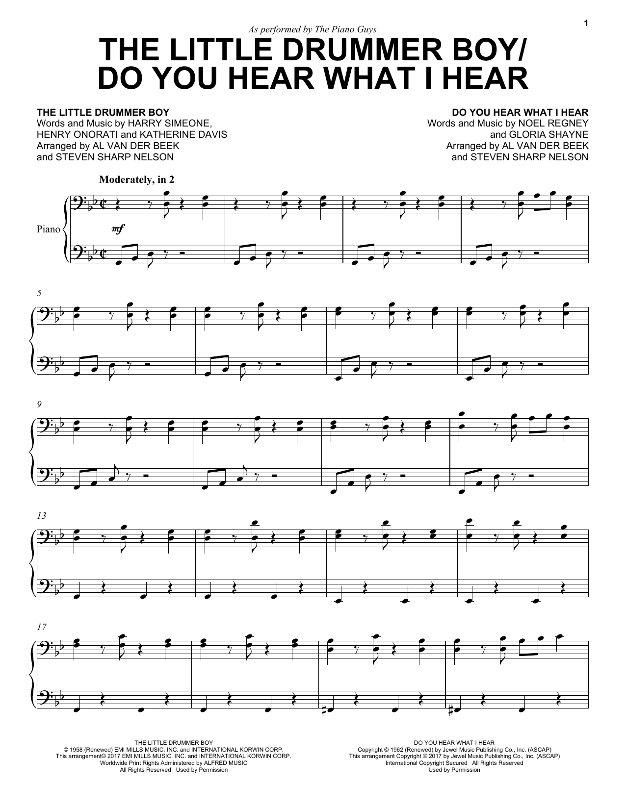 Download The Piano Guys The Little Drummer Boy/Do You Hear What Sheet Music
