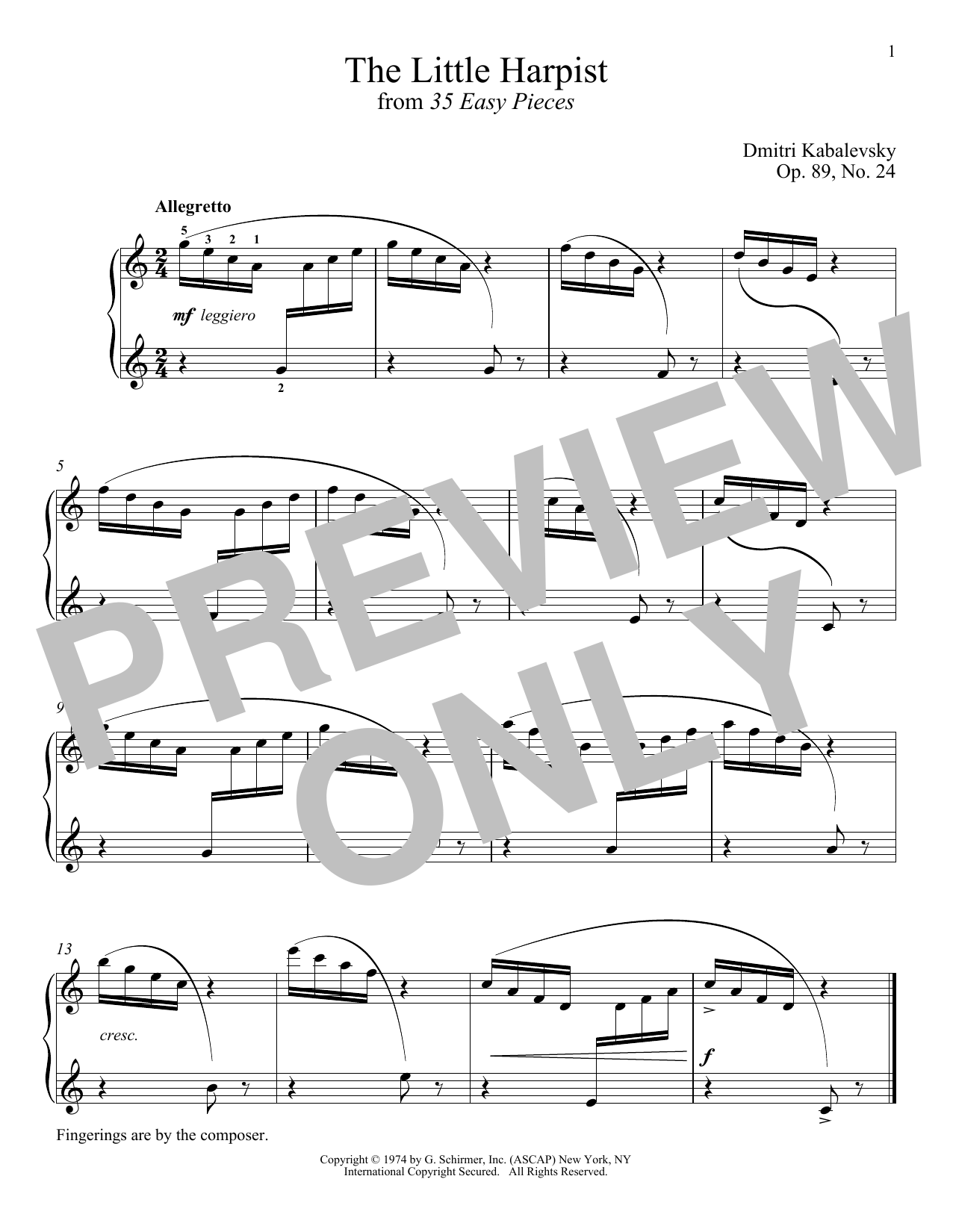Download Dmitri Kabalevsky The Little Harpist, Op. 89, No. 24 Sheet Music