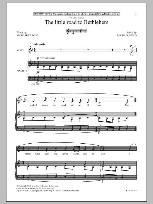Download Michael Head The Little Road To Bethlehem Sheet Music