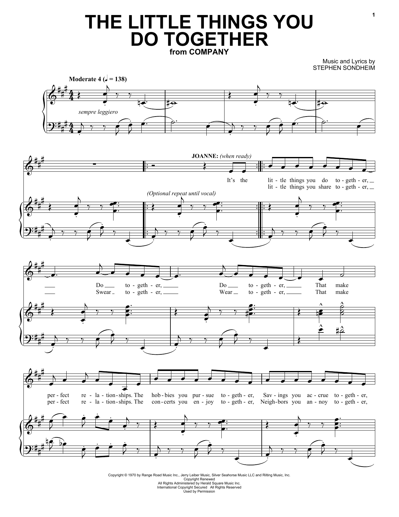 Download Stephen Sondheim The Little Things You Do Together Sheet Music