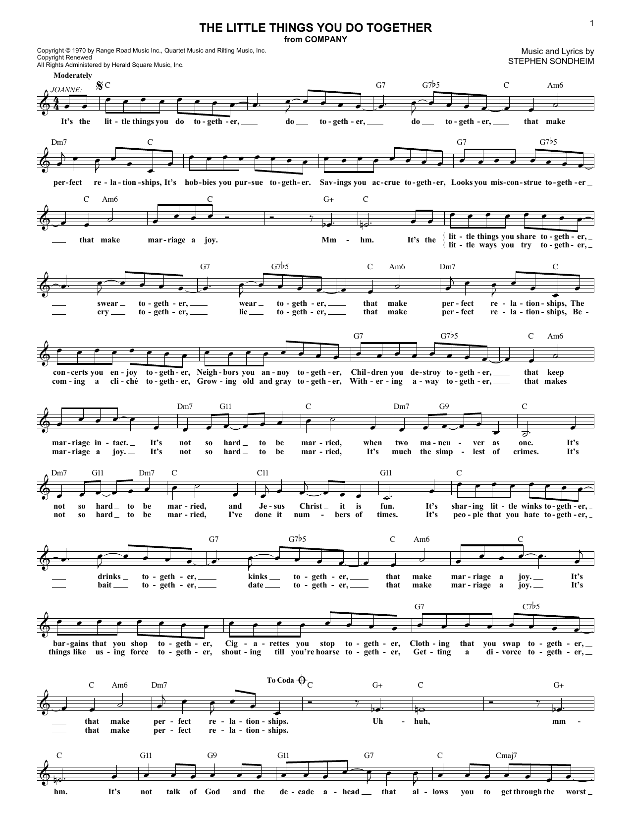 Download Stephen Sondheim The Little Things You Do Together Sheet Music