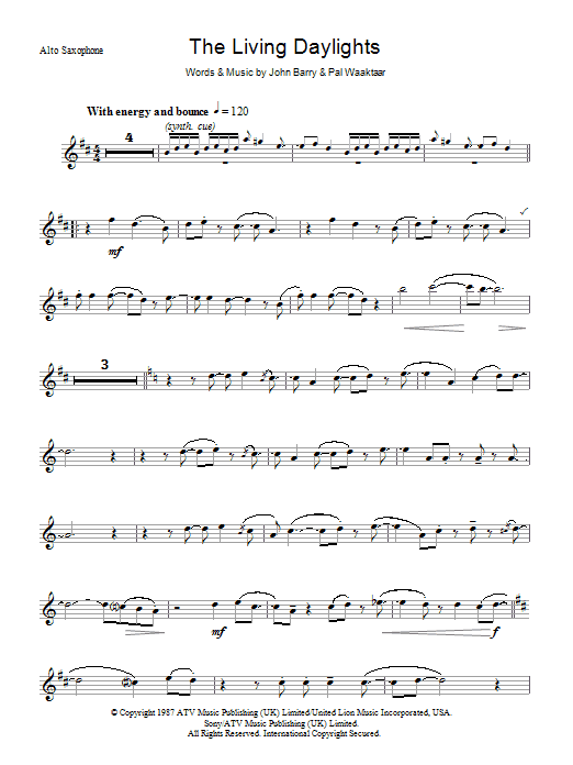 Download a-ha The Living Daylights Sheet Music
