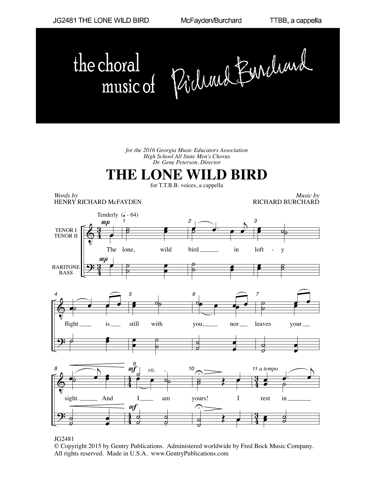 Download Richard Burchard The Lone Wild Bird Sheet Music