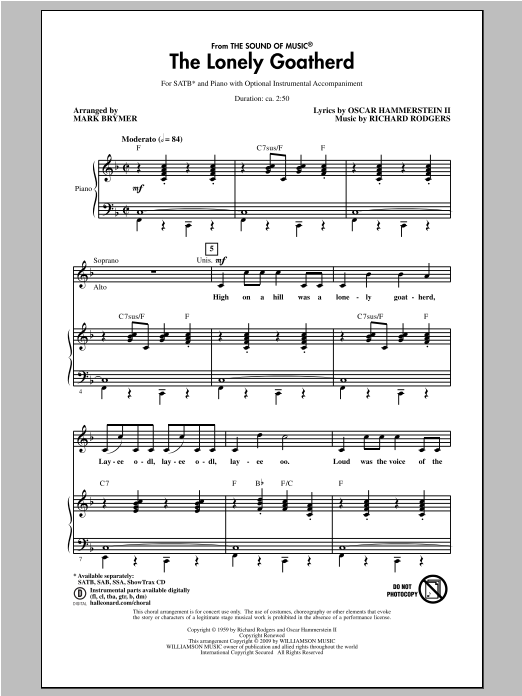 Download Rodgers & Hammerstein The Lonely Goatherd (from The Sound of Sheet Music
