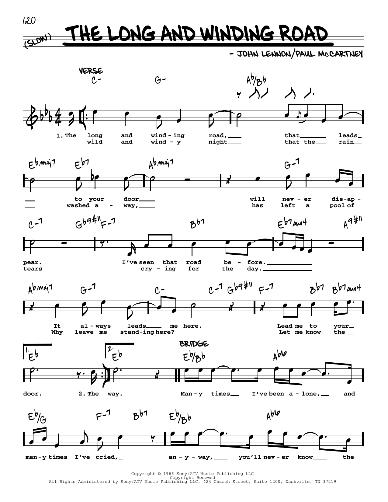 Download The Beatles The Long And Winding Road [Jazz version Sheet Music