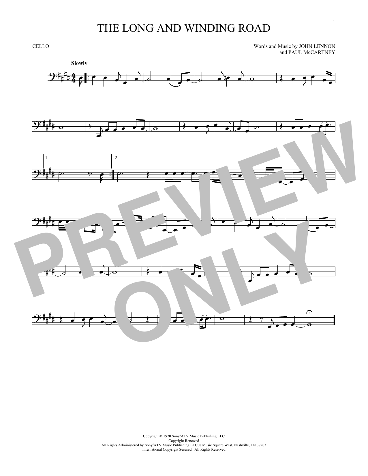 Download The Beatles The Long And Winding Road Sheet Music