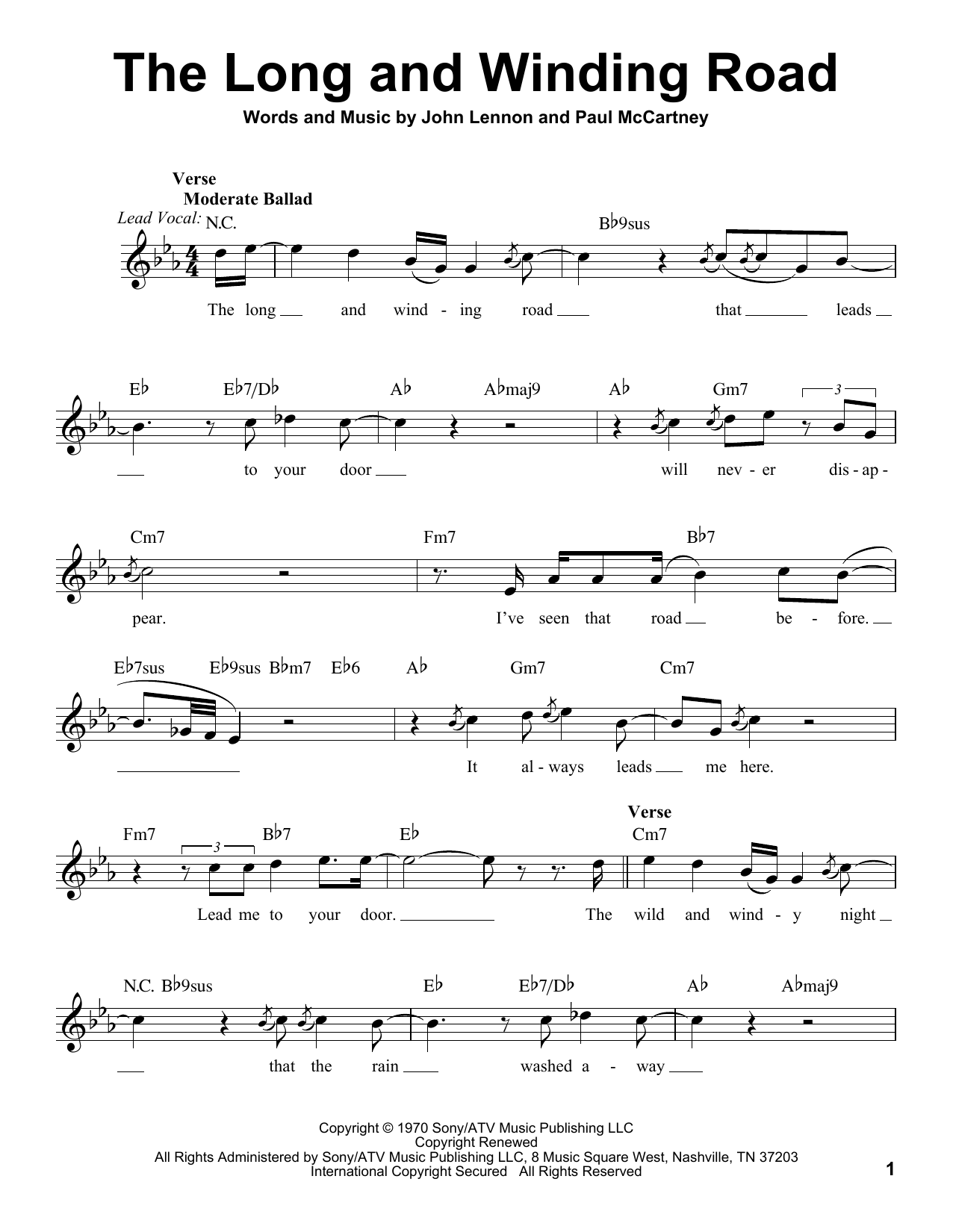 Download The Beatles The Long And Winding Road Sheet Music
