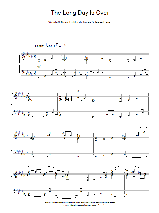 Download Norah Jones The Long Day Is Over Sheet Music