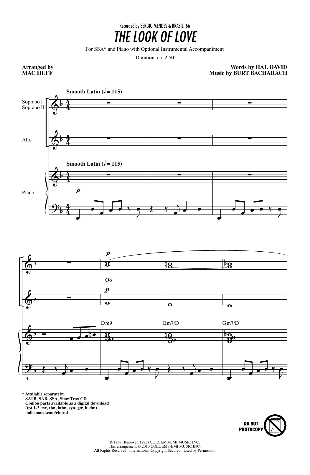 Download Sergio Mendes & Brasil '66 The Look Of Love (arr. Mac Huff) Sheet Music