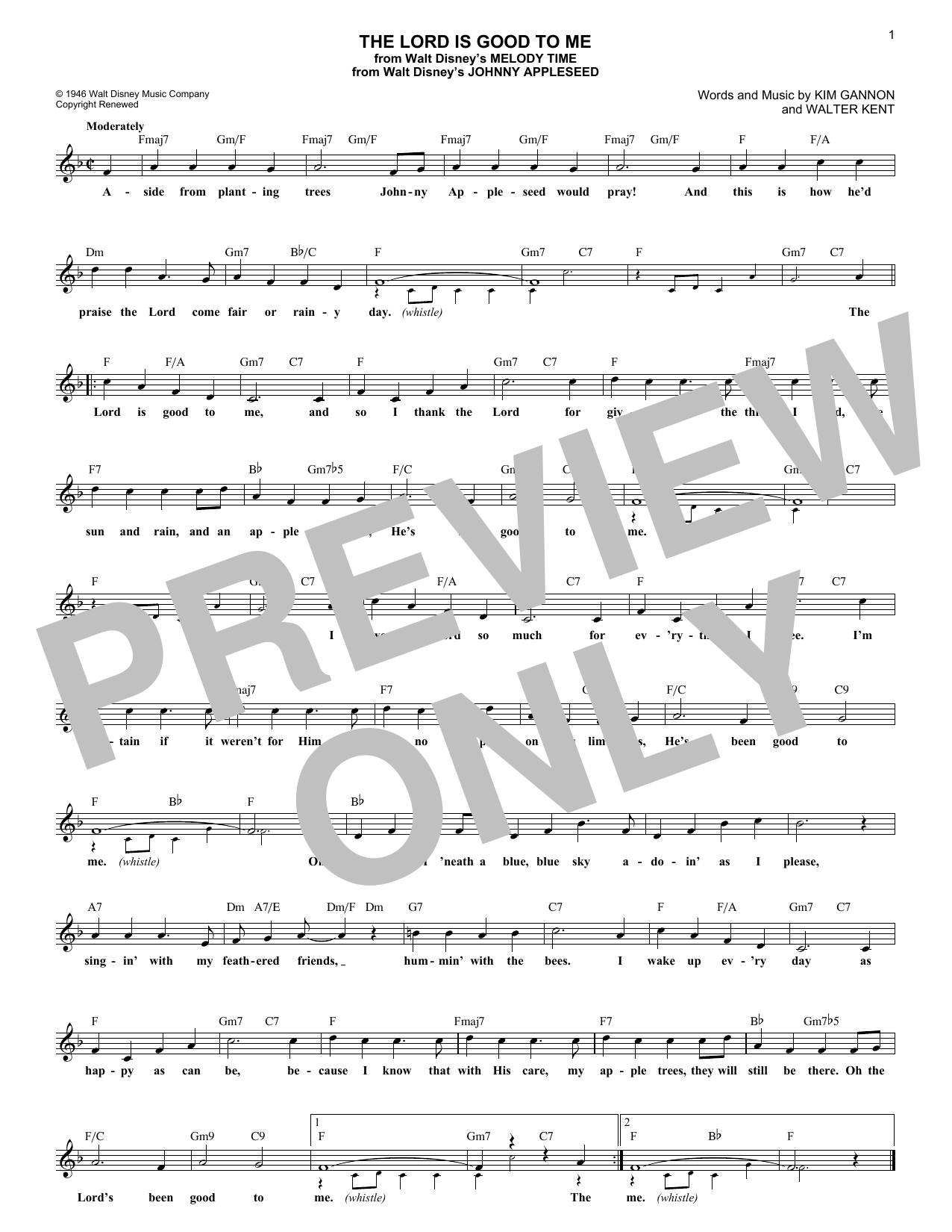 Download Walter Kent The Lord Is Good To Me Sheet Music
