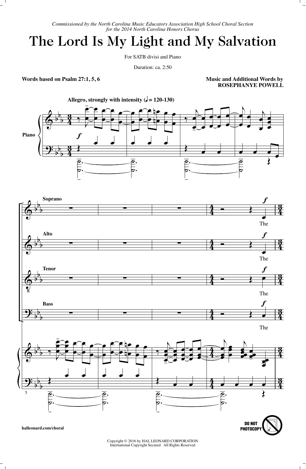 Download Rosephanye Powell The Lord Is My Light And My Salvation Sheet Music