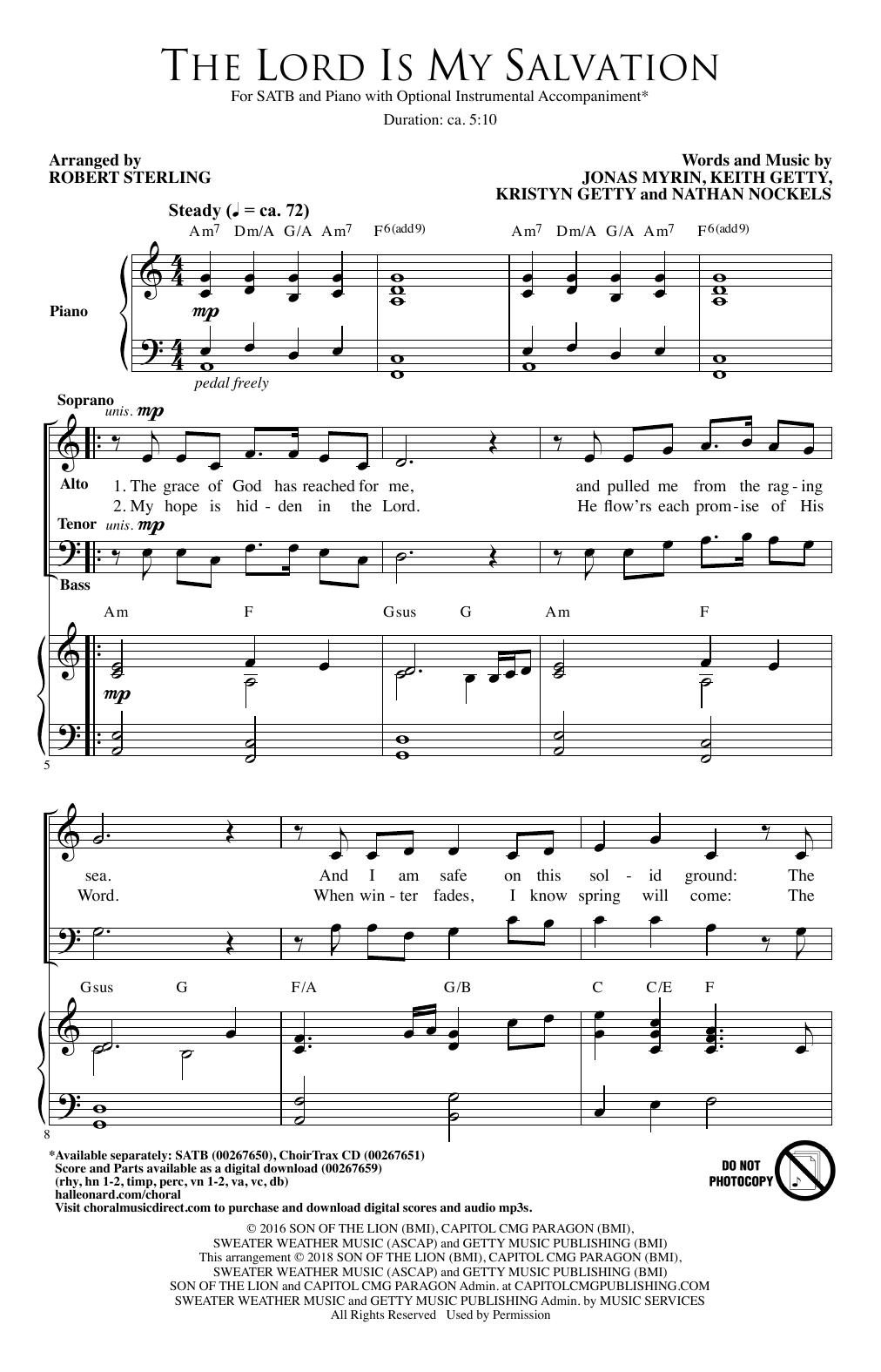 Download Robert Sterling The Lord Is My Salvation Sheet Music