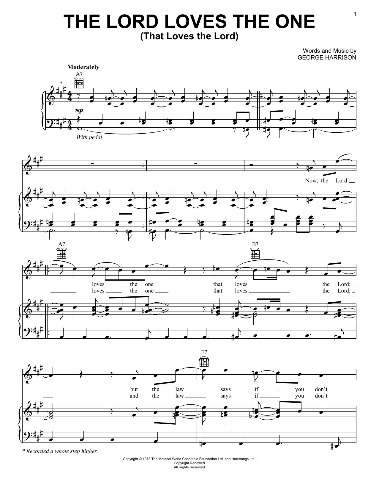 Download George Harrison The Lord Loves The One (That Loves The Sheet Music