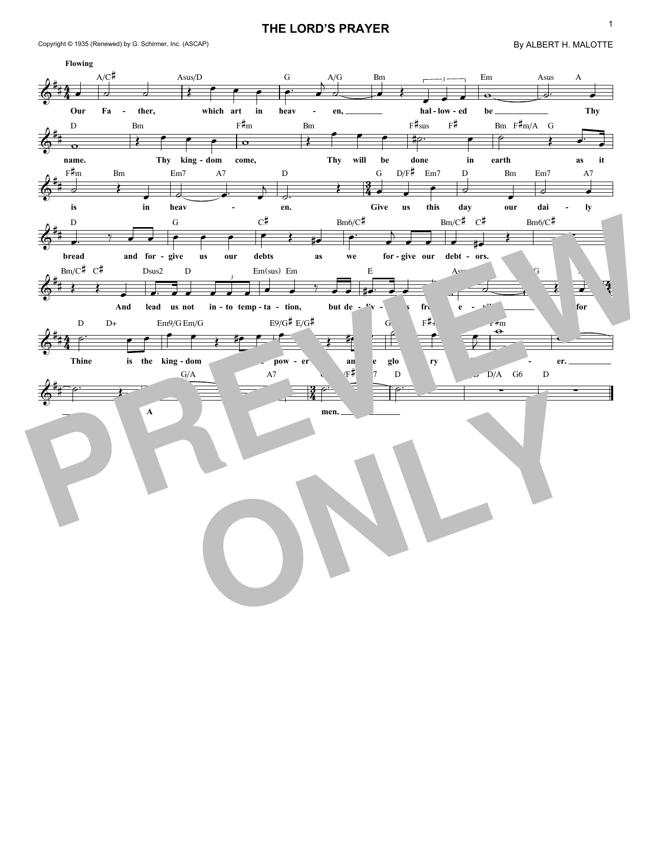 Download Albert H. Malotte The Lord's Prayer Sheet Music