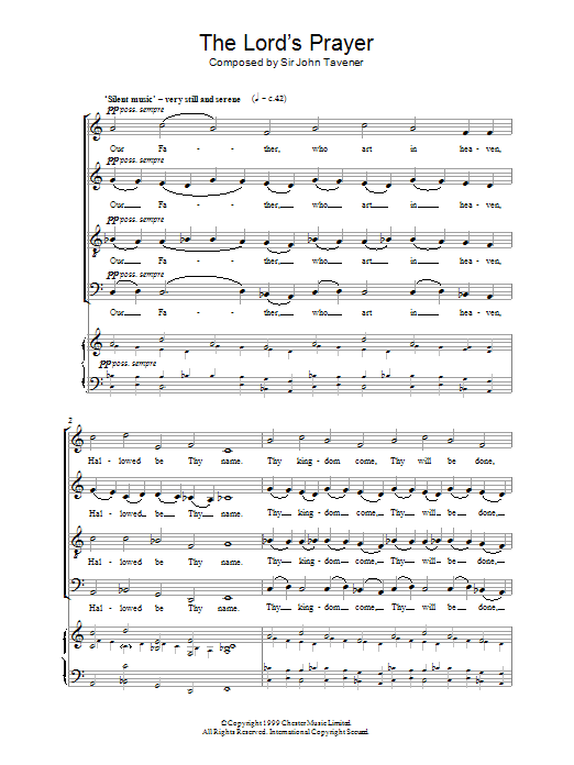 Download John Tavener The Lord's Prayer Sheet Music