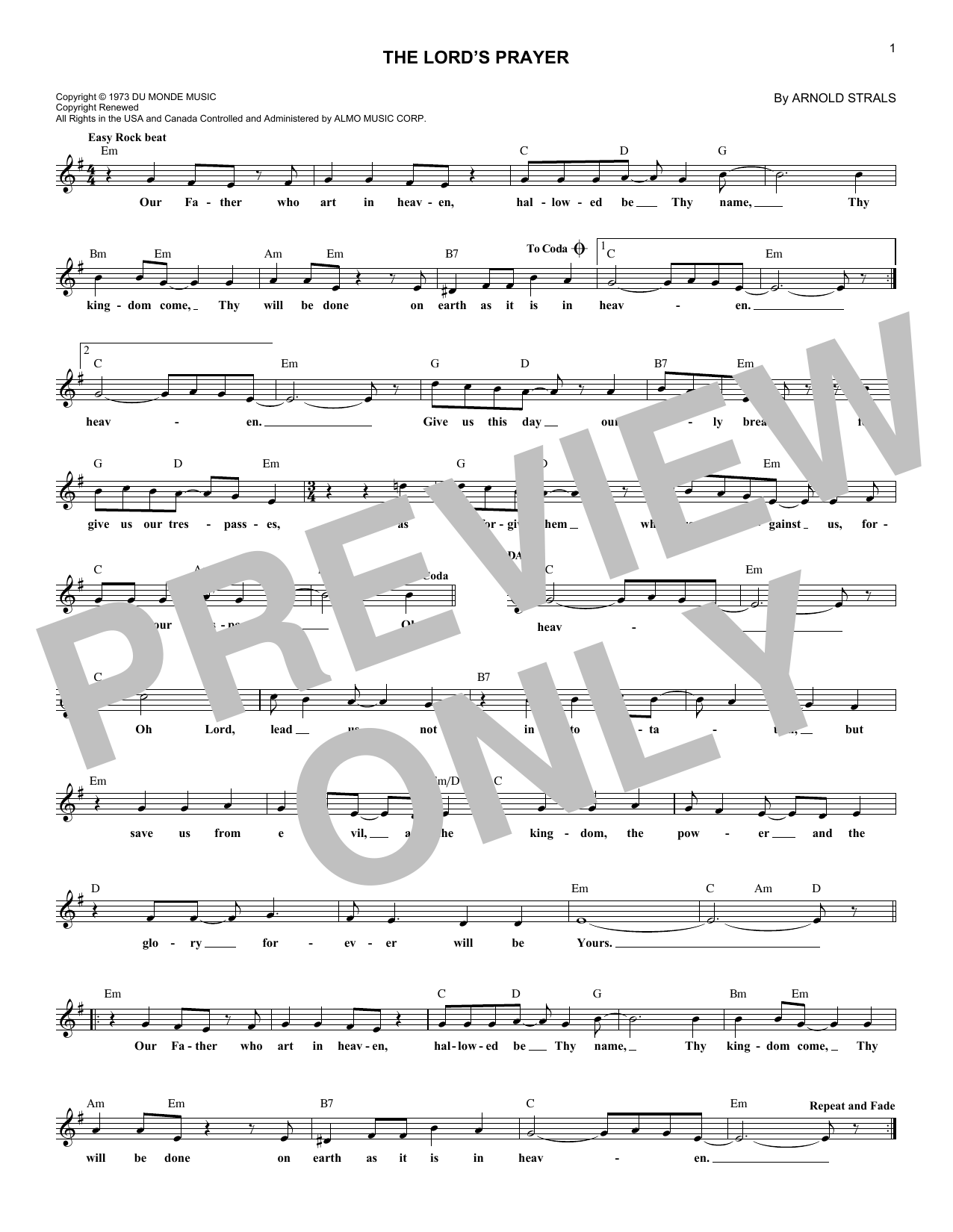 Download Sister Janet Mead The Lord's Prayer Sheet Music