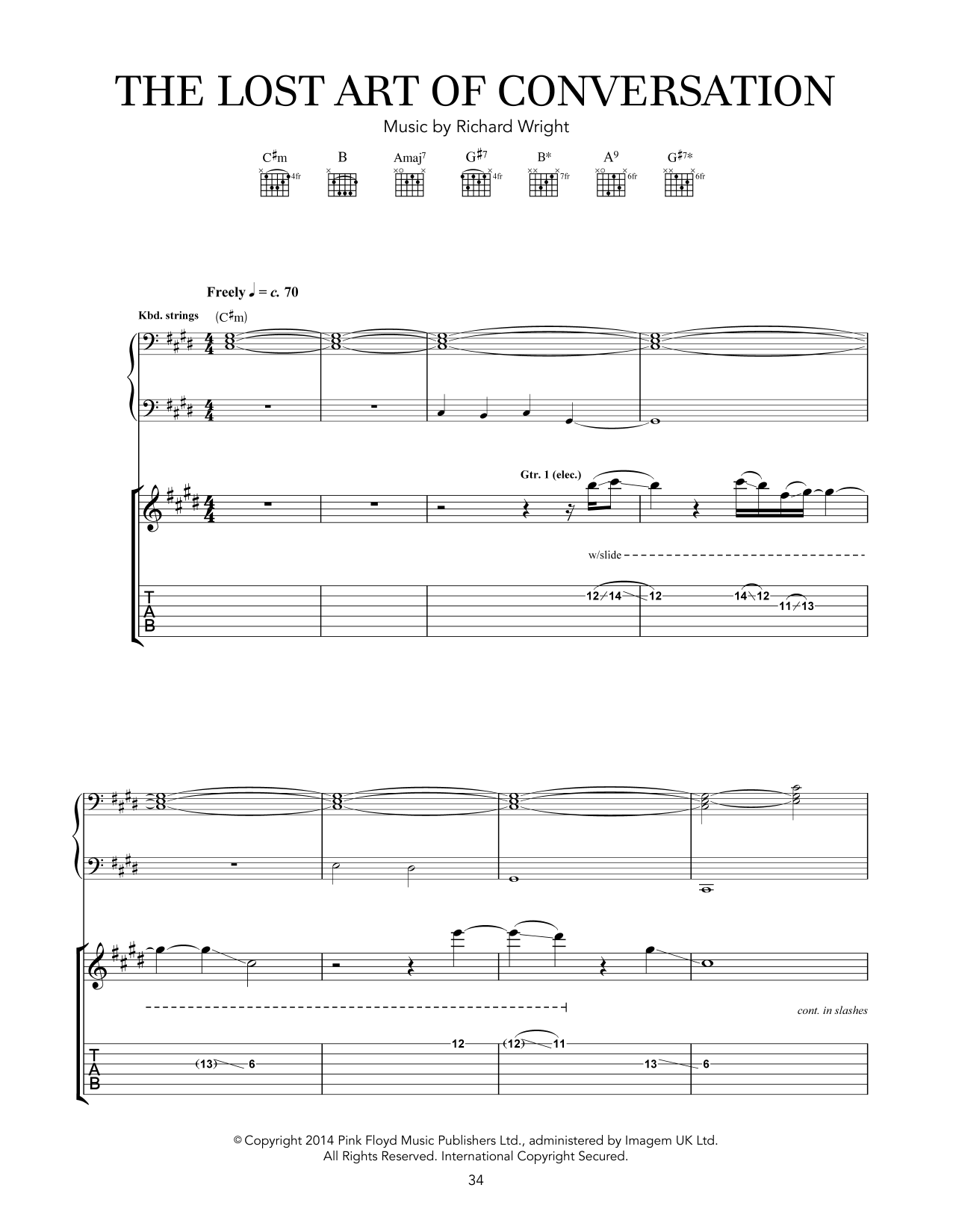 Download Pink Floyd The Lost Art Of Conversation Sheet Music