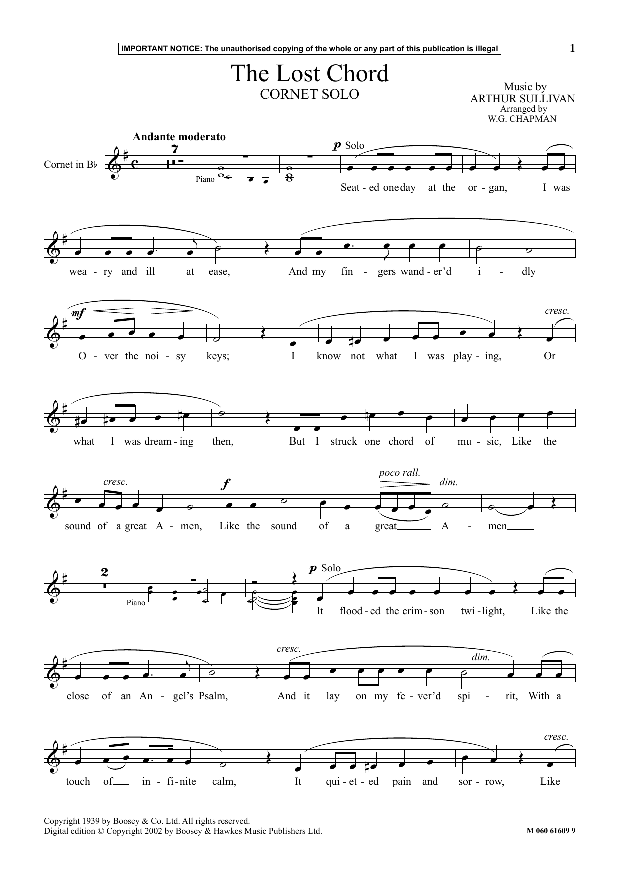 Download W.G. Chapman The Lost Chord Sheet Music