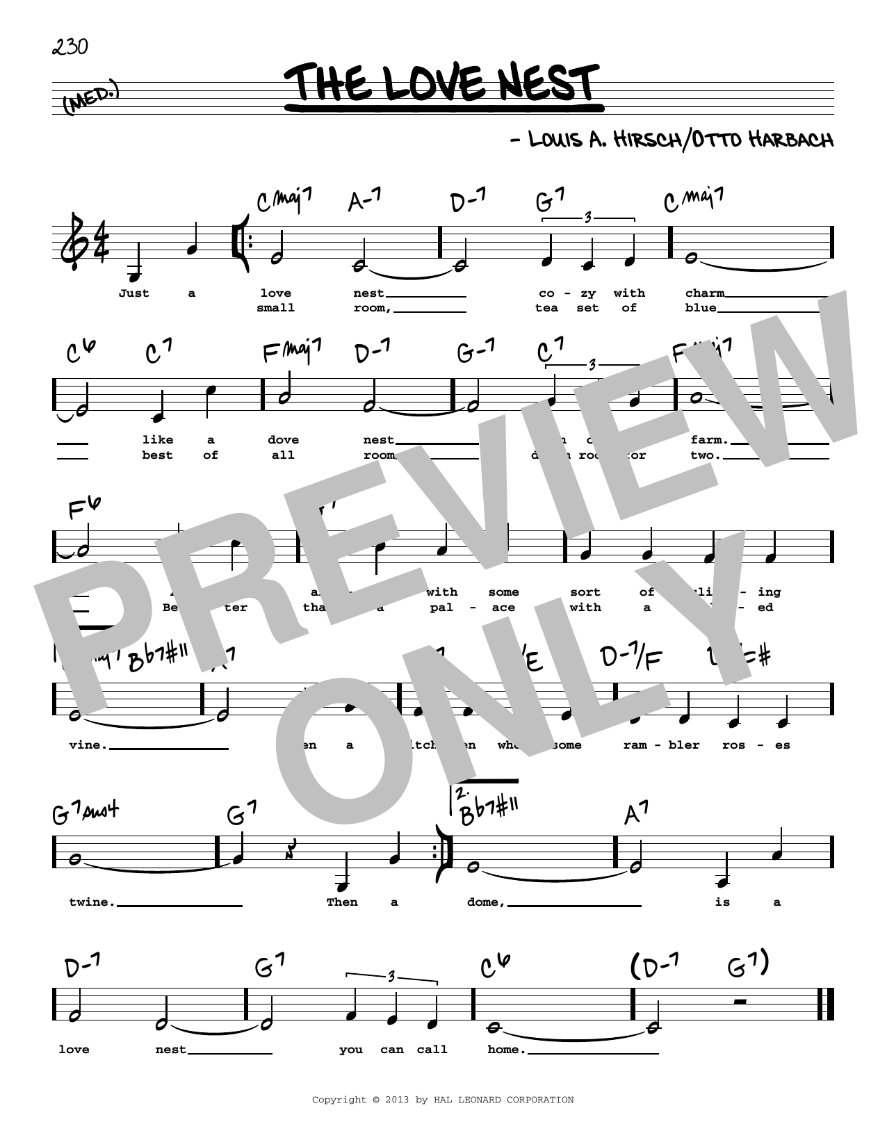 Otto Harbach The Love Nest (Low Voice) sheet music notes printable PDF score