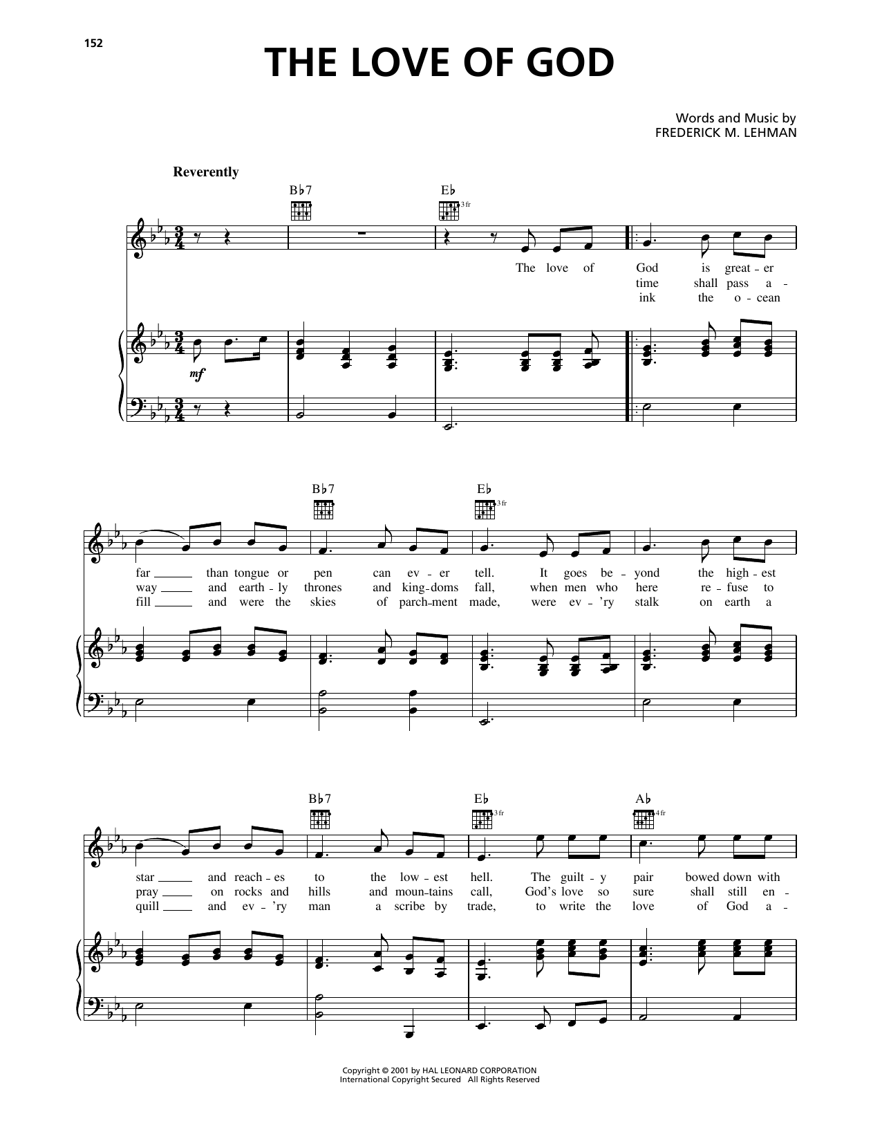 Frederick M. Lehman The Love Of God sheet music notes printable PDF score