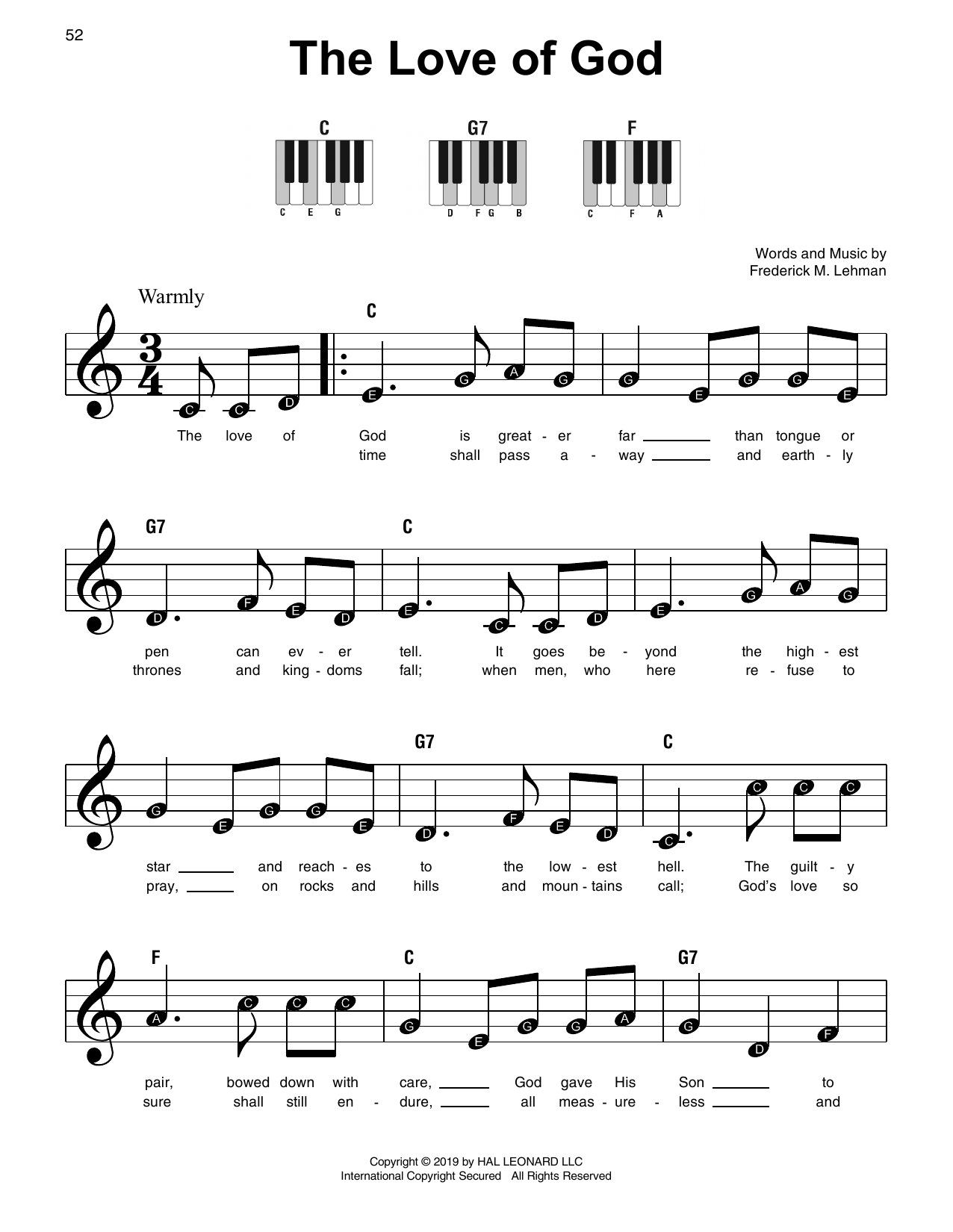 Download Frederick M. Lehman The Love Of God Sheet Music
