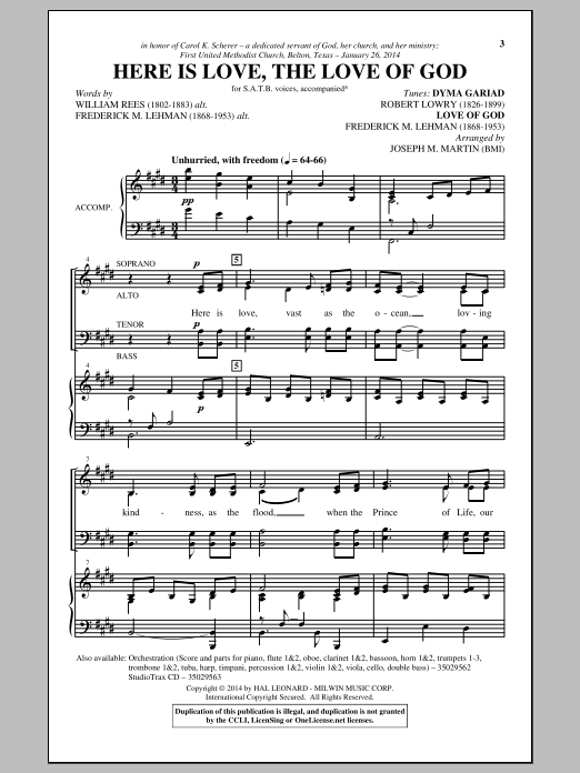 Download Joseph M. Martin The Love Of God Sheet Music