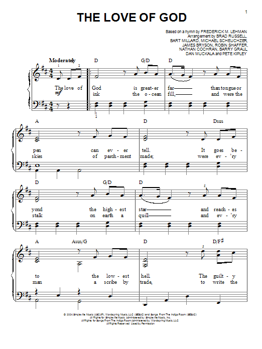 Download MercyMe The Love Of God Sheet Music