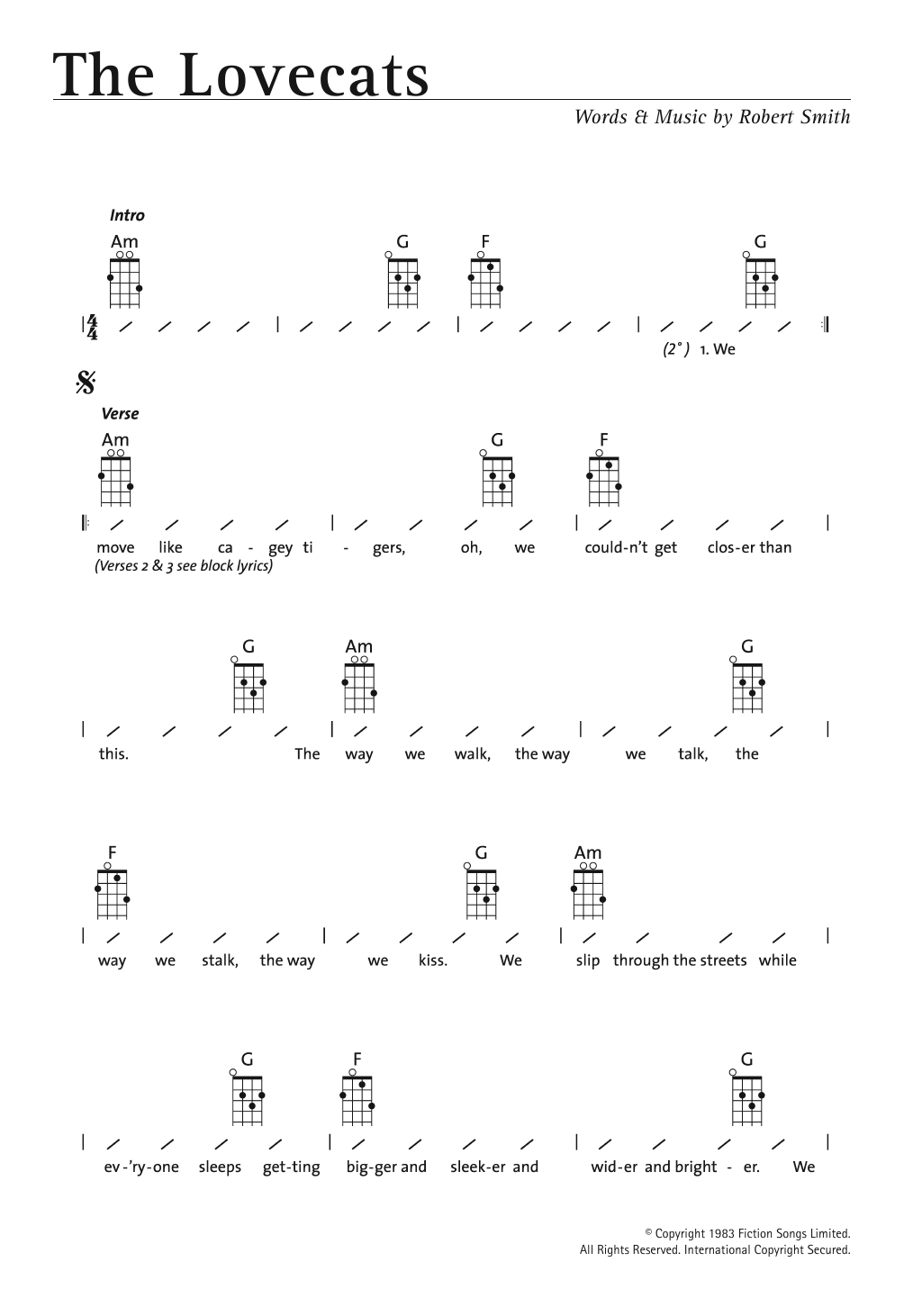 Download The Cure The Lovecats Sheet Music