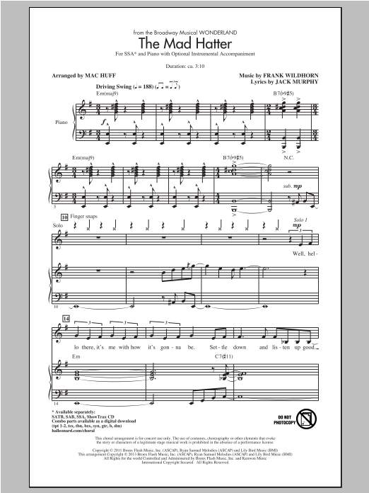 Download Frank Wildhorn The Mad Hatter (from Wonderland The Mus Sheet Music