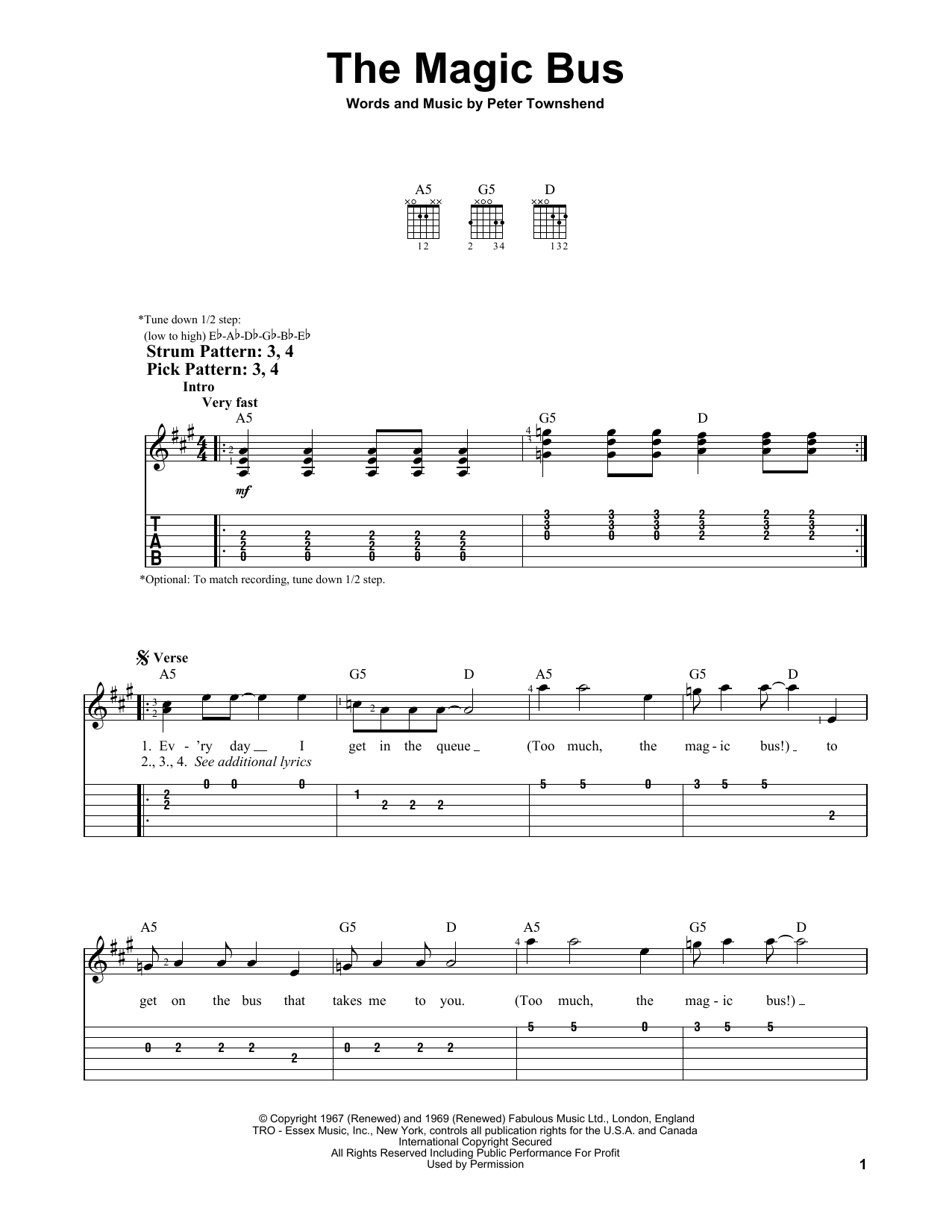 Download The Who The Magic Bus Sheet Music