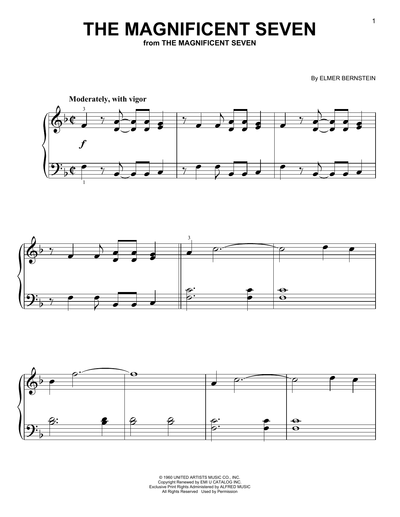 Download Elmer Bernstein The Magnificent Seven Sheet Music