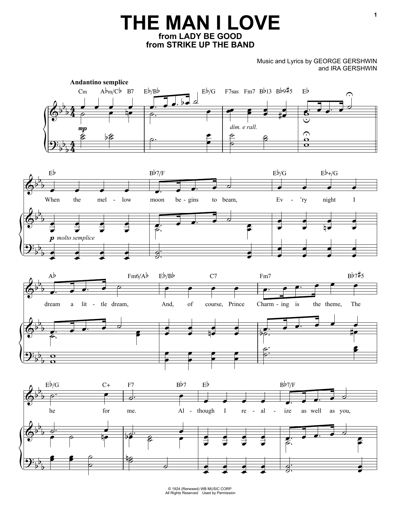 Download George Gershwin The Man I Love Sheet Music