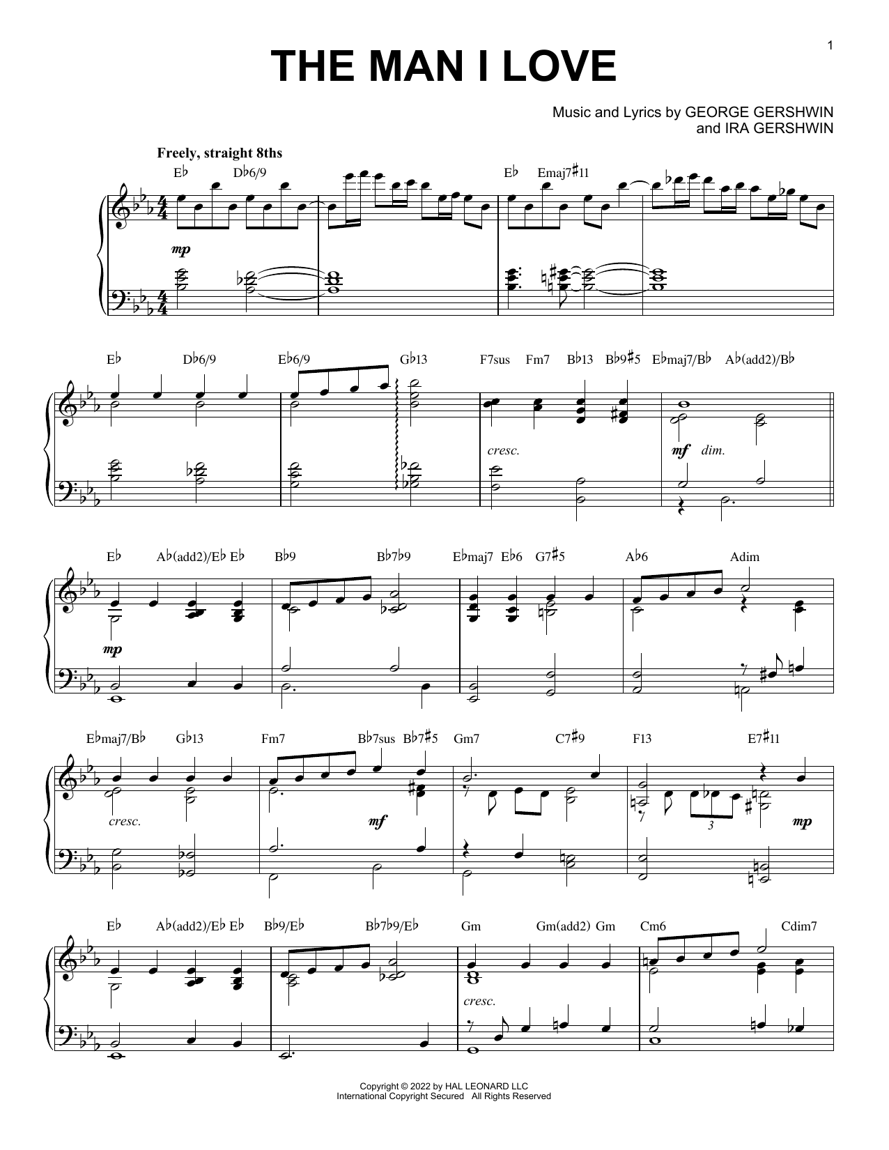 Download George Gershwin & Ira Gershwin The Man I Love [Jazz version] (from Lad Sheet Music