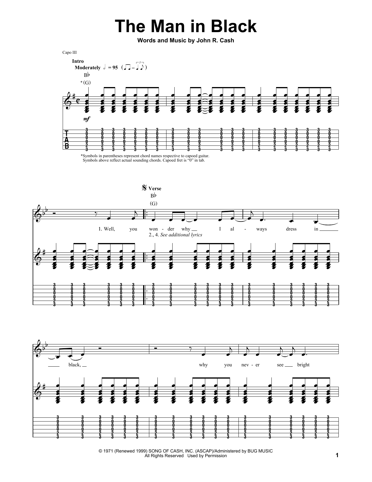 Download Johnny Cash The Man In Black Sheet Music