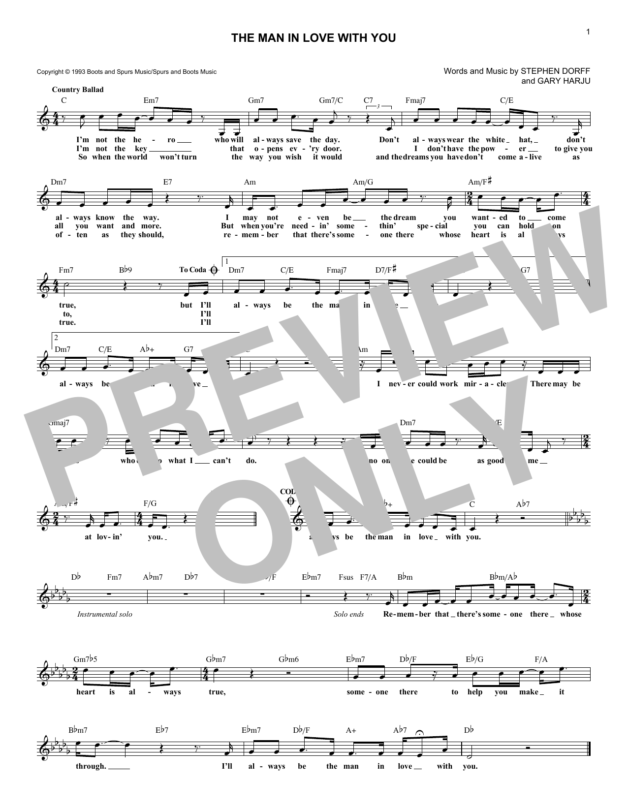 Download George Strait The Man In Love With You Sheet Music