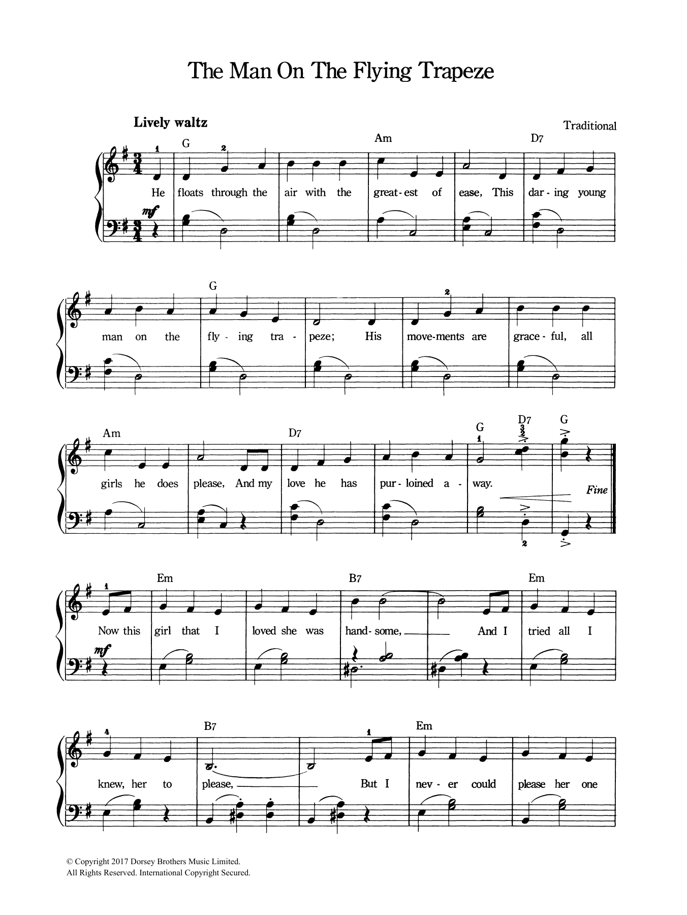 Download Traditional The Man On The Flying Trapeze Sheet Music