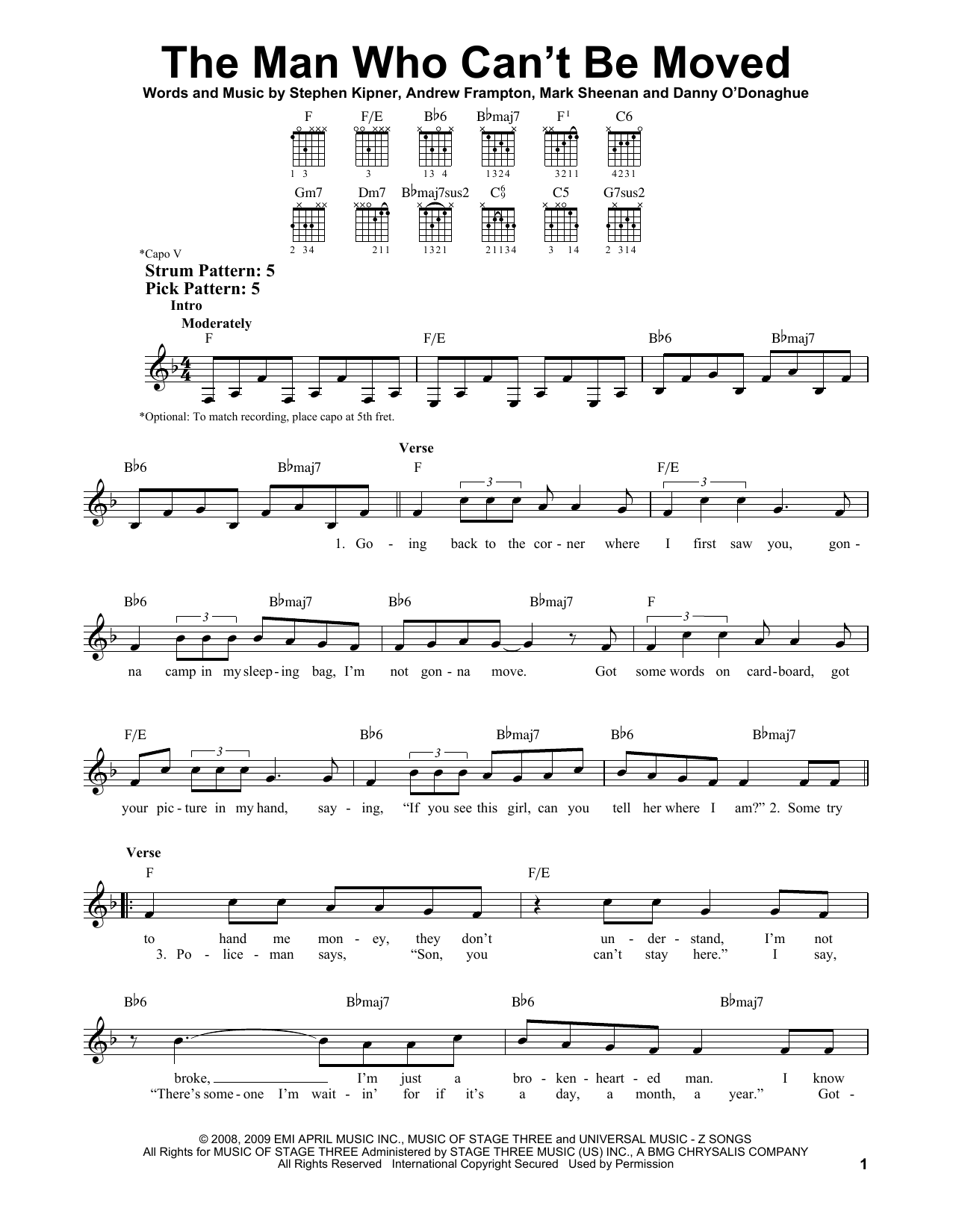 Download The Script The Man Who Can't Be Moved Sheet Music