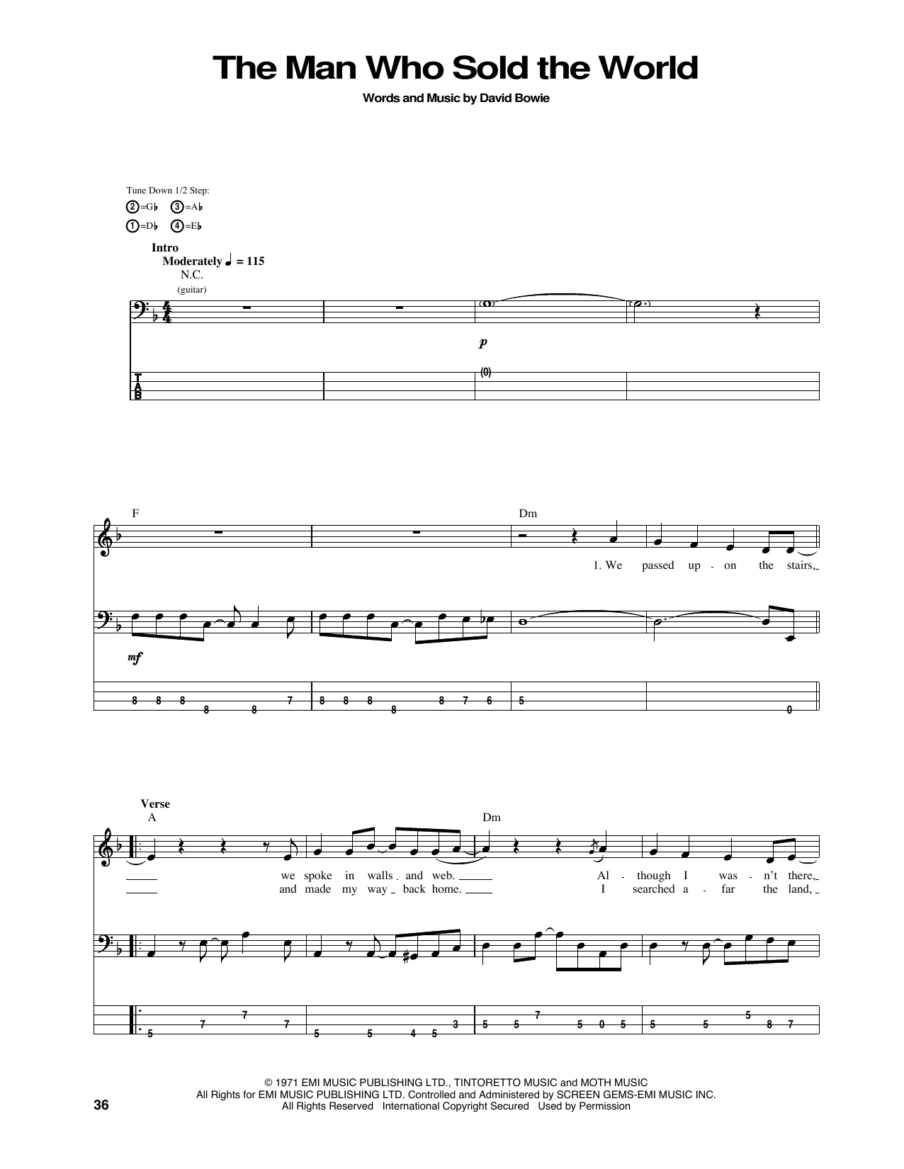 Download Nirvana The Man Who Sold The World Sheet Music