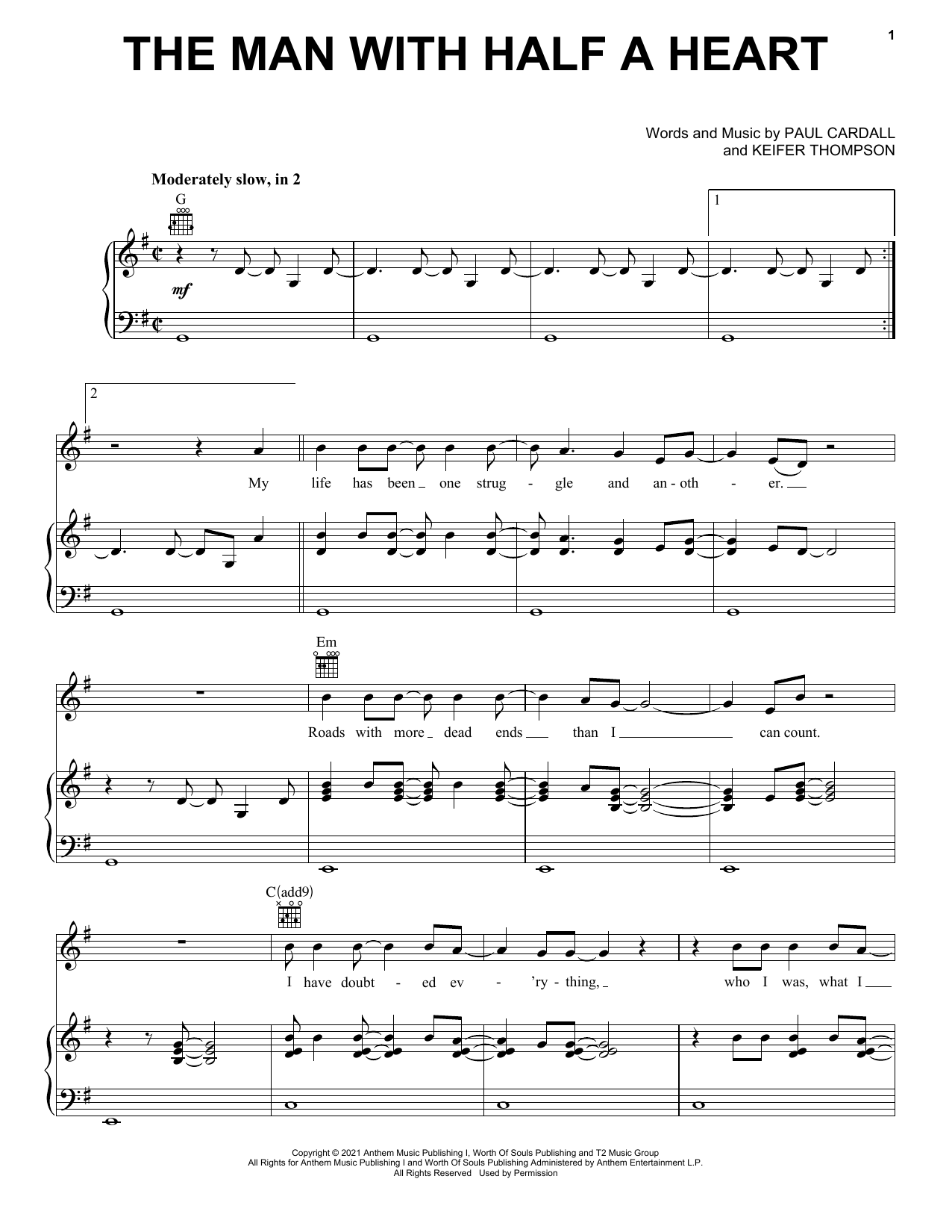 Download Paul Cardall and Thompson Square The Man With Half A Heart Sheet Music