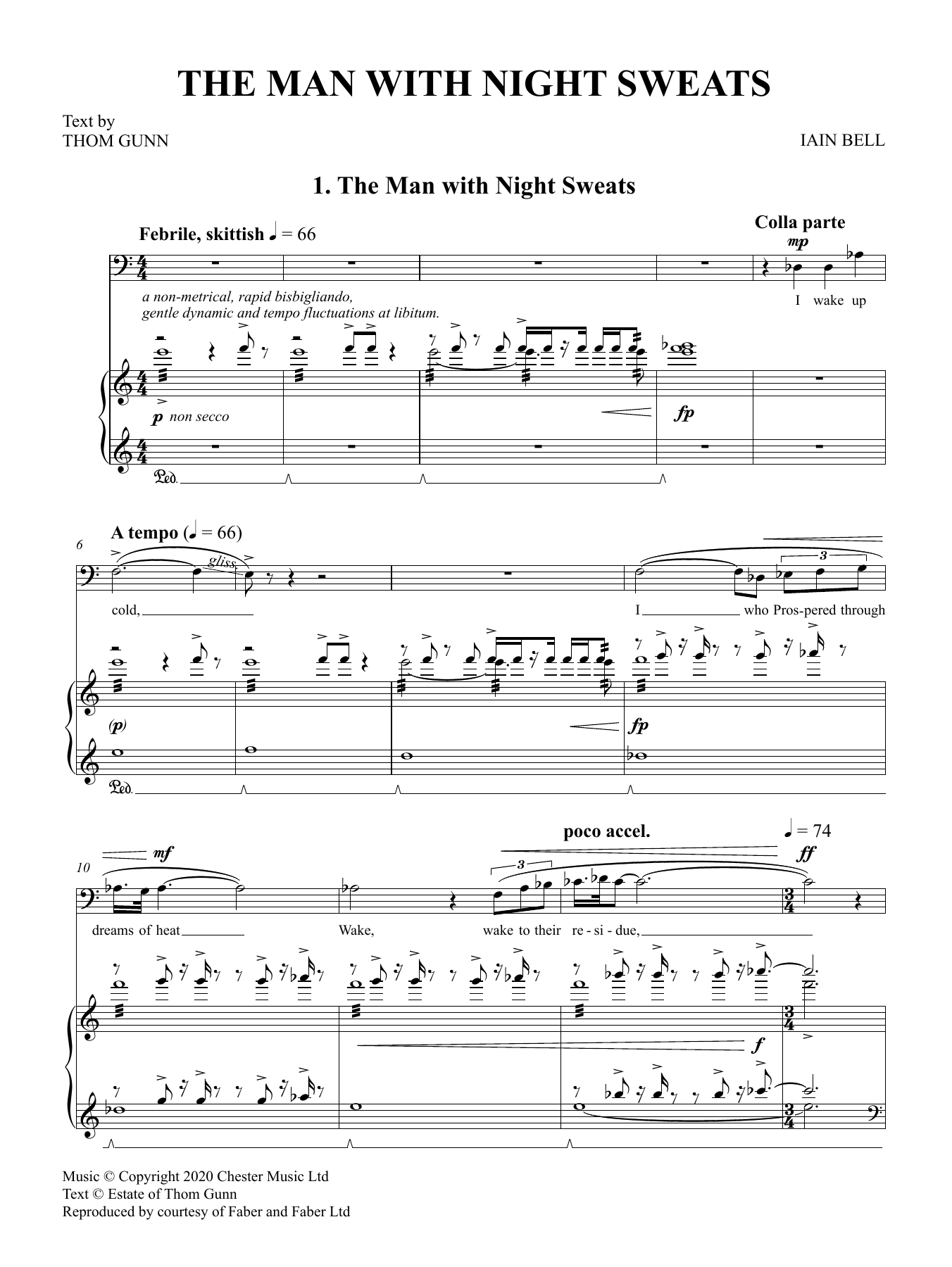 Iain Bell The Man With Night Sweats sheet music notes printable PDF score