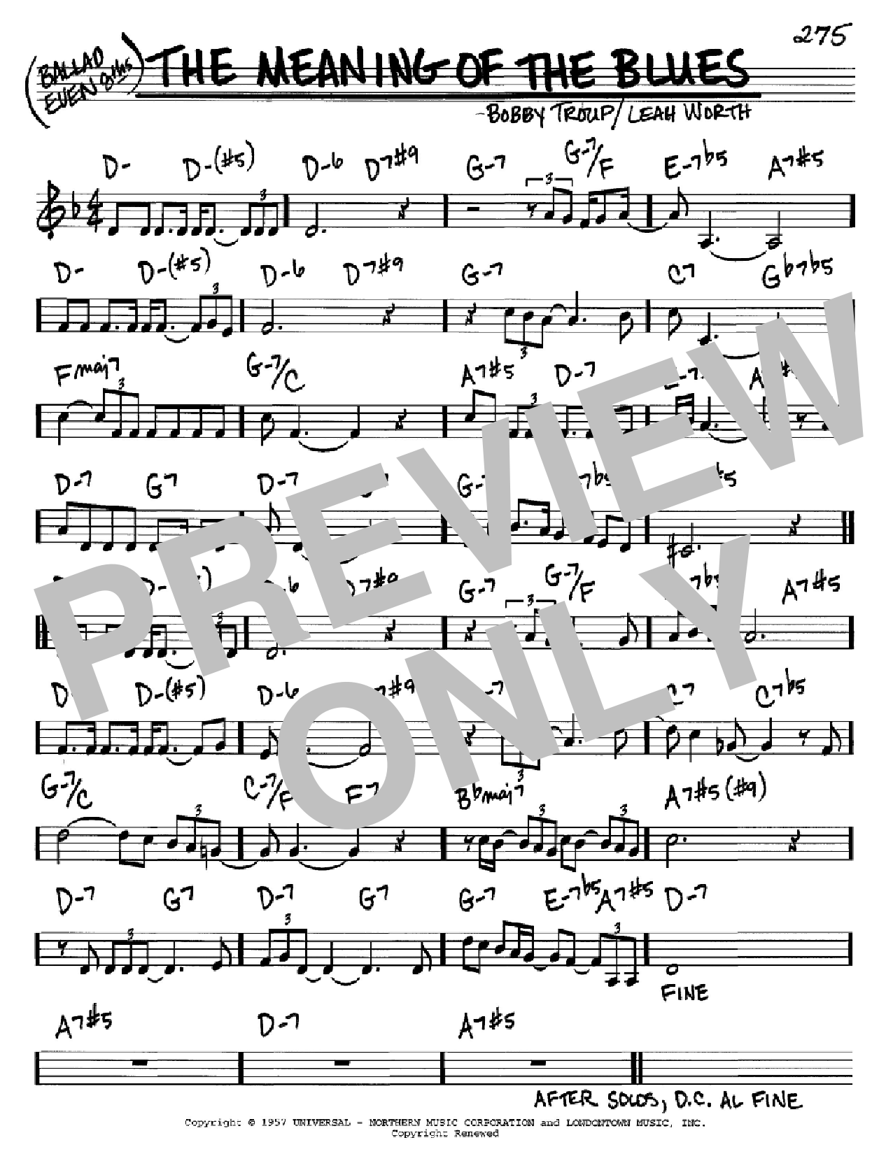 Download Bobby Troup The Meaning Of The Blues Sheet Music