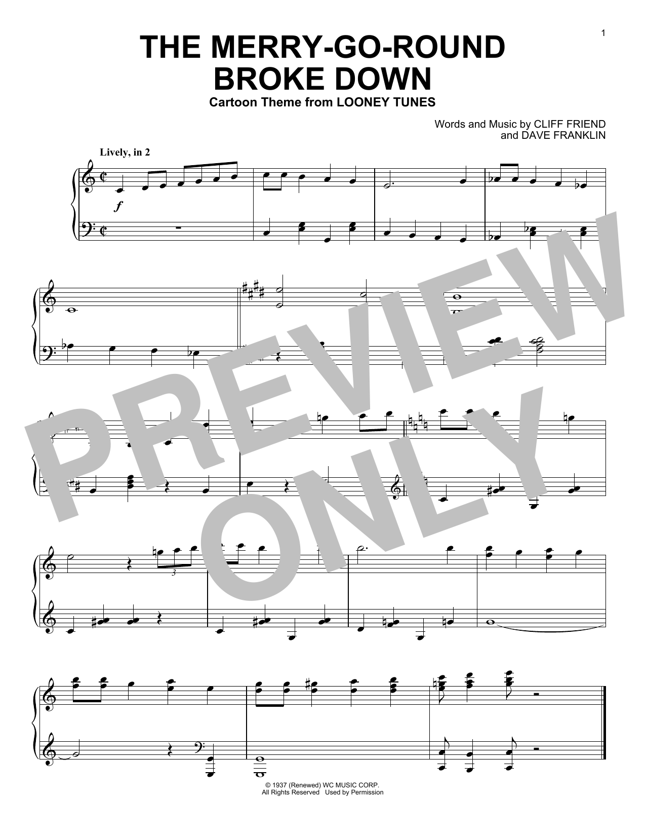 Download Cliff Friend & Dave Franklin The Merry-Go-Round Broke Down (from Loo Sheet Music