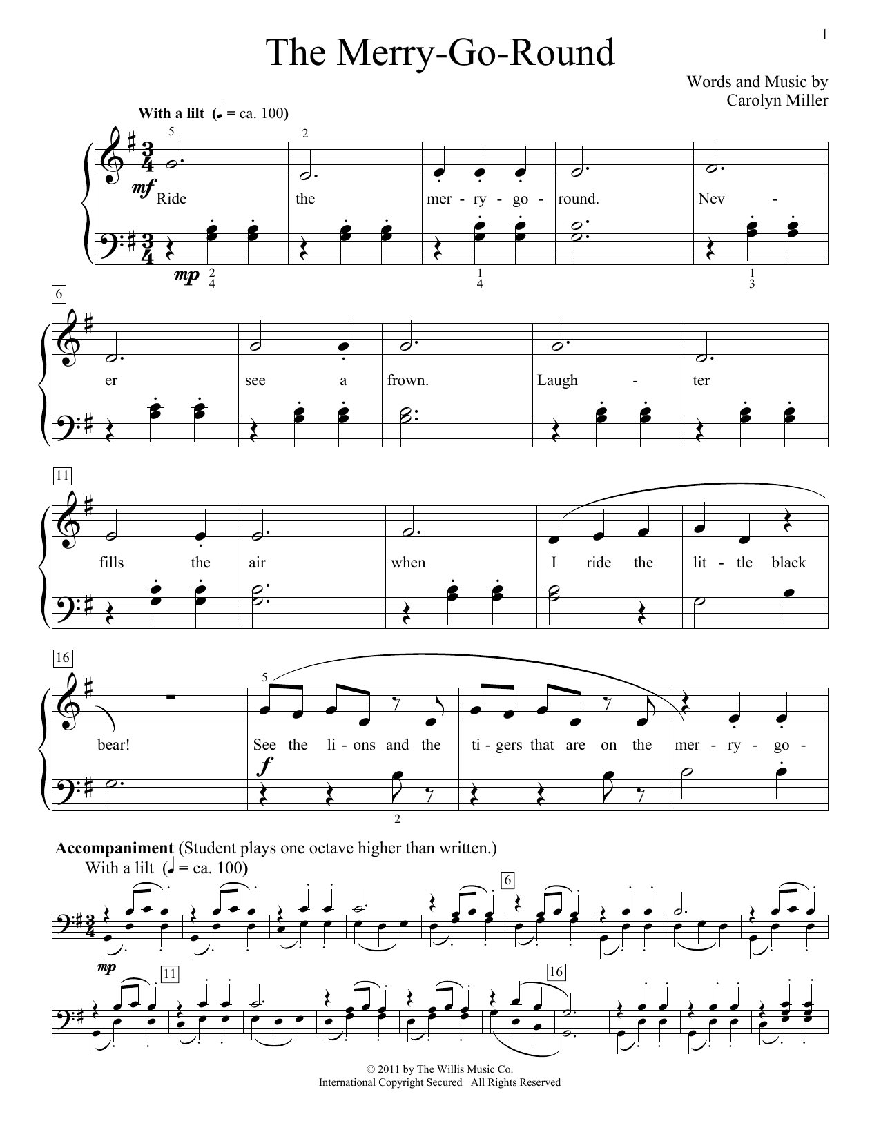 Download Carolyn Miller The Merry-Go-Round Sheet Music
