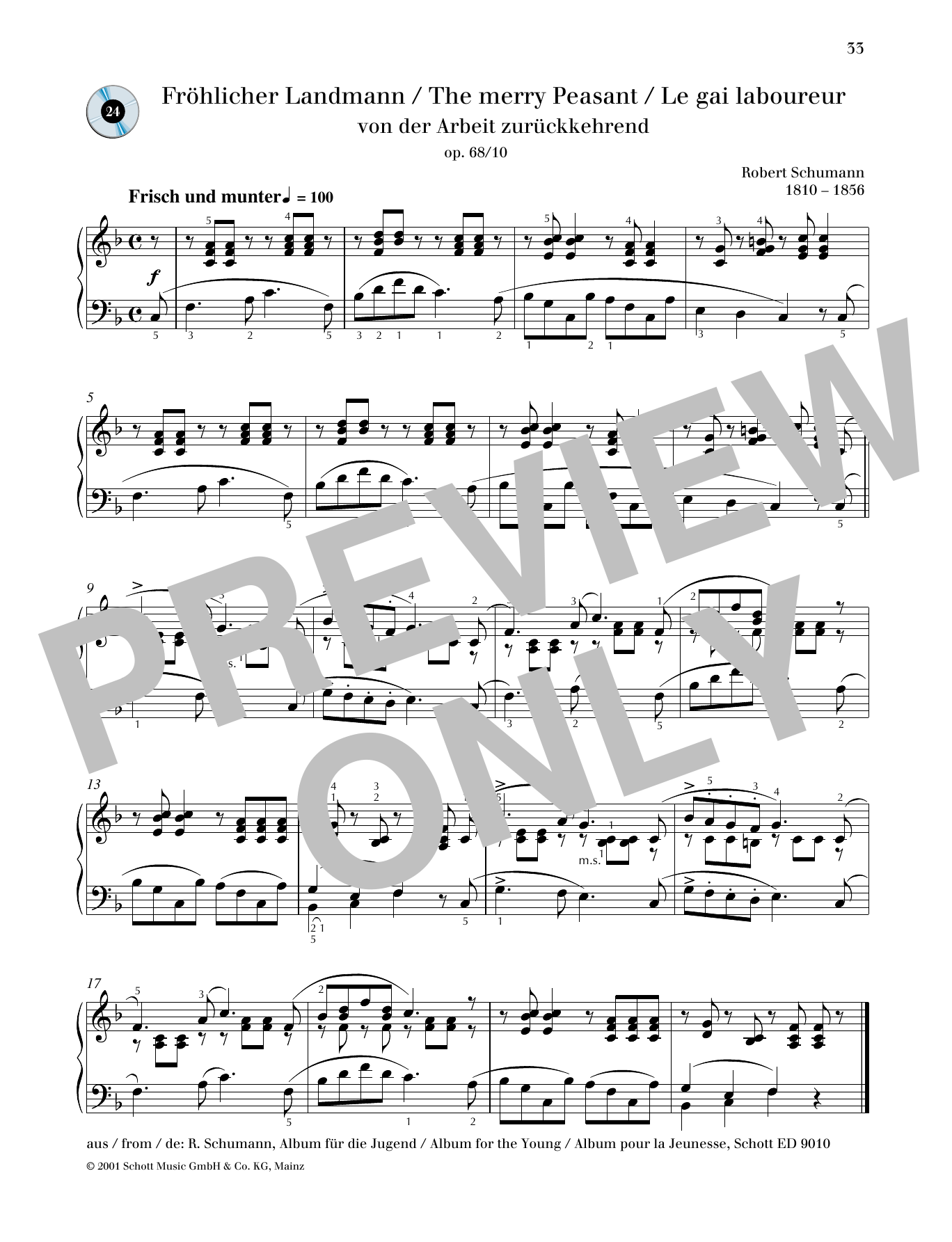 Download Robert Schumann The Merry Peasant Sheet Music