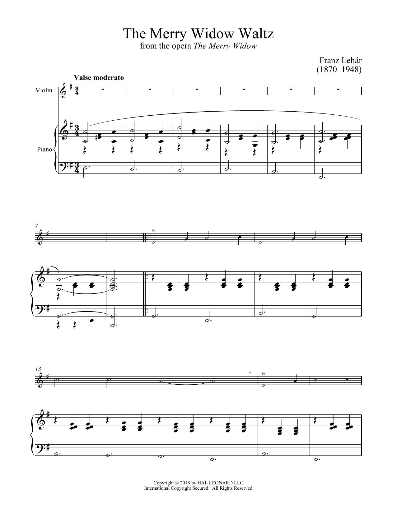 Download Franz Lehar The Merry Widow Waltz Sheet Music