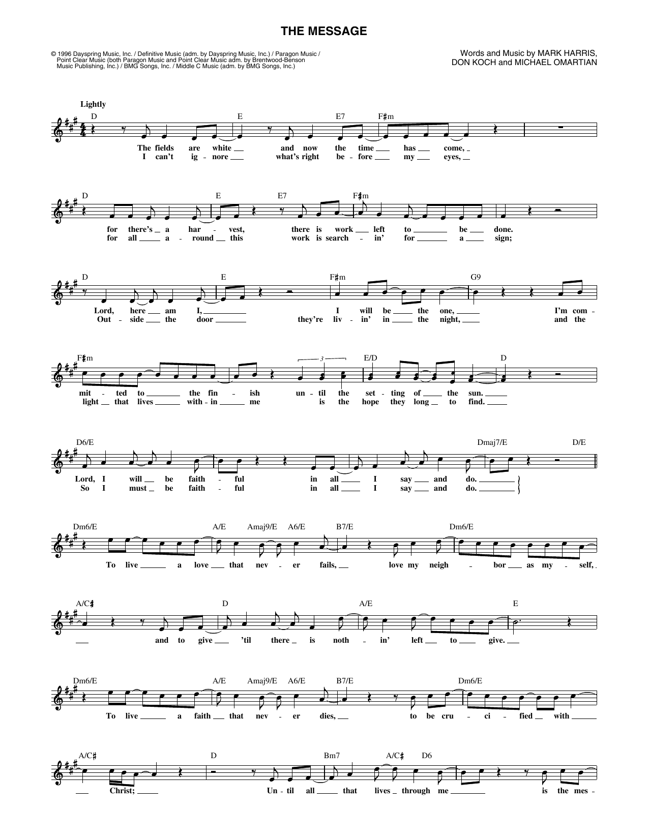 Download 4Him The Message Sheet Music