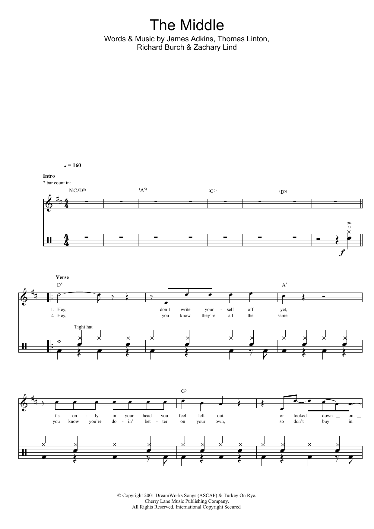 Download Jimmy Eat World The Middle Sheet Music