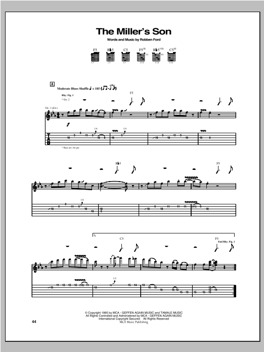 Download Robben Ford The Miller's Son Sheet Music
