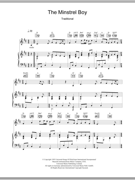 Download The Corrs The Minstrel Boy Sheet Music