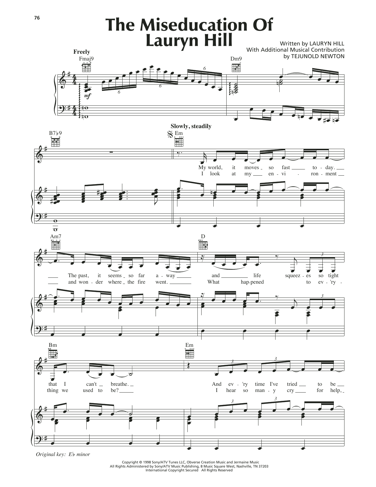 Download Lauryn Hill The Miseducation Of Lauryn Hill Sheet Music